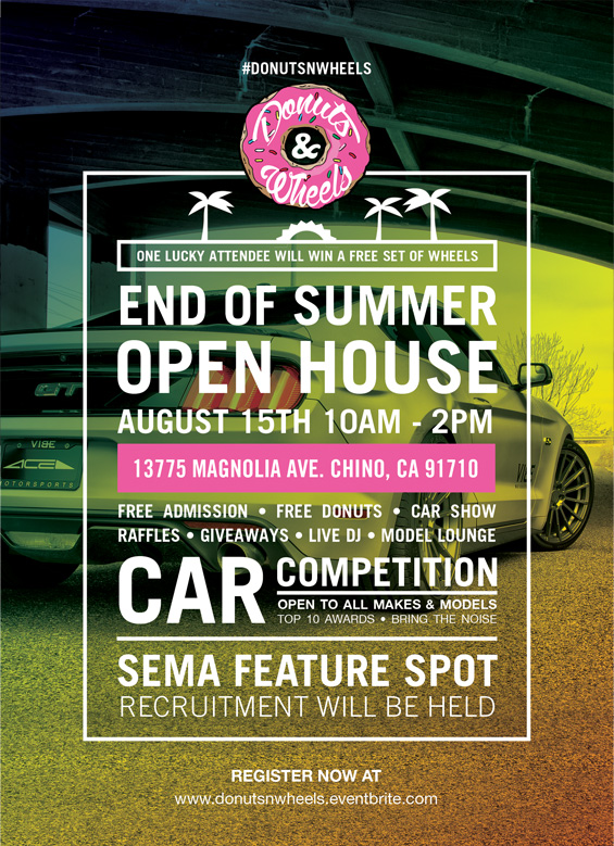 ACE Alloy X Donuts & Wheels present the End of Summer Open House. Register now!