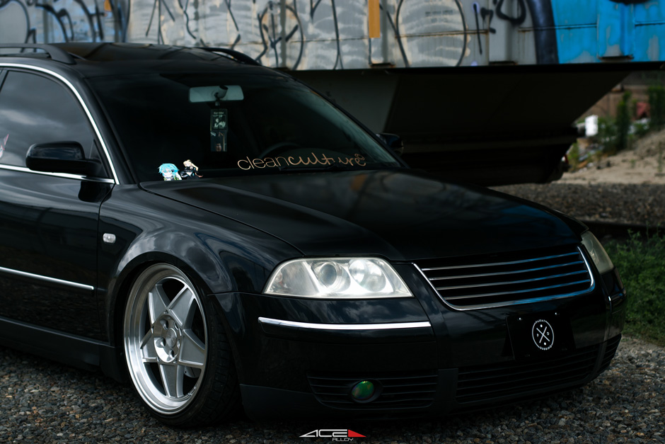 Bagged VW Passat on Silver ACE Alloy SL-5 Aftermarket Wheels