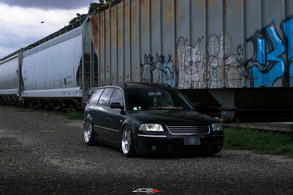 Bagged VW Passat on Silver ACE Alloy SL-5 Aftermarket Wheels