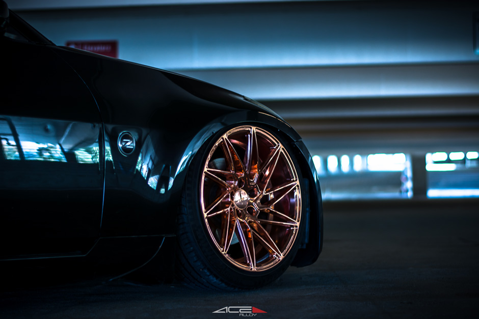 ACE 19" Driven D716 Custom Copper Plated Nissan 350z Bagged Aftermarket Wheels