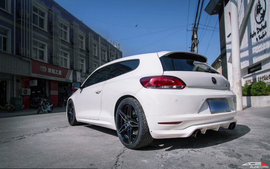 VW Scirocco ACE Alloy Flowform Gloss Black Brushed Face 19" Aftermarket Wheels/ Rims