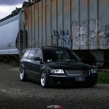 Bagged VW Passat on Silver ACE Alloy SL-5 Aftermarket Wheels