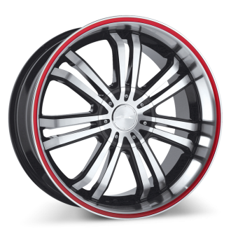 Devine C892 Black Machined Face with Red Stripe wheels & rims